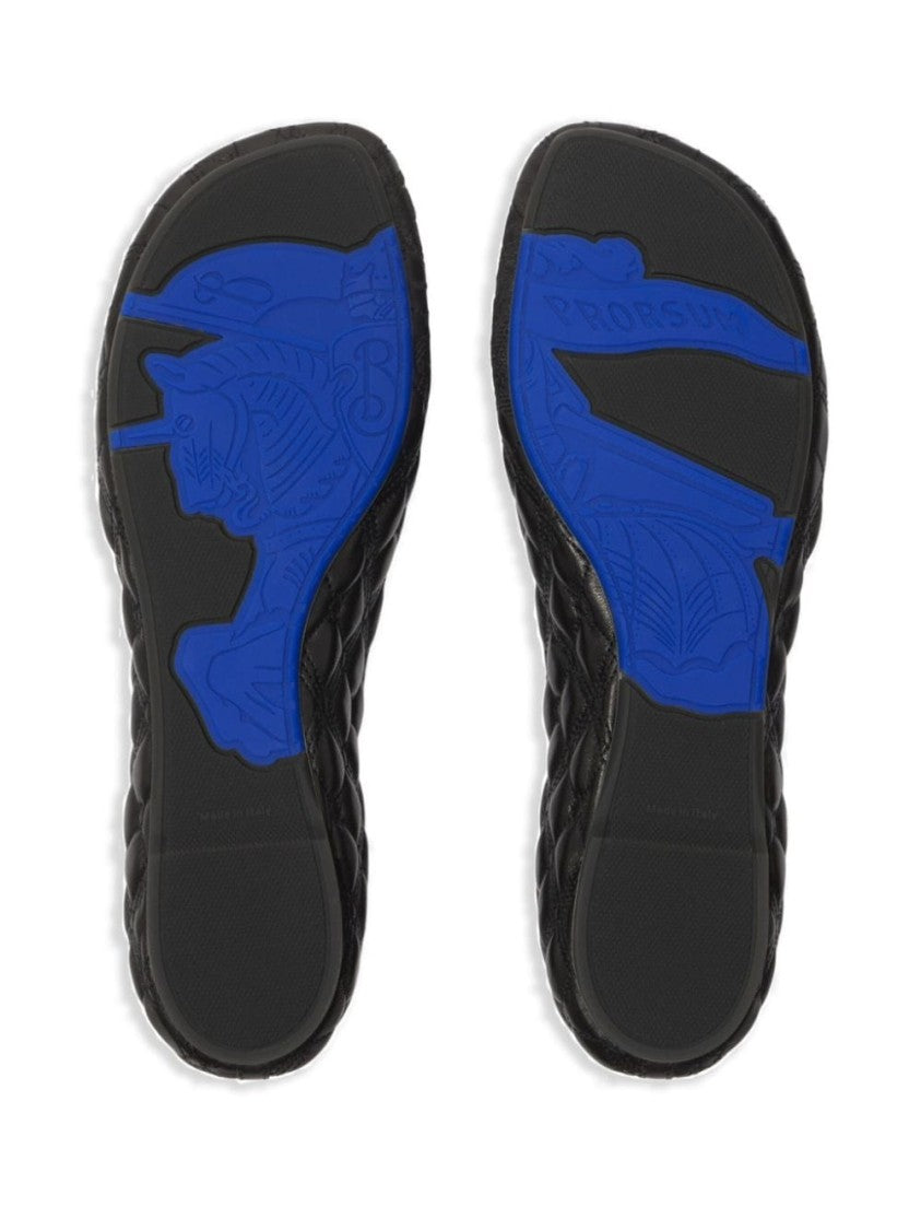 Burberry Quilted Black Flats With Rounded Toe