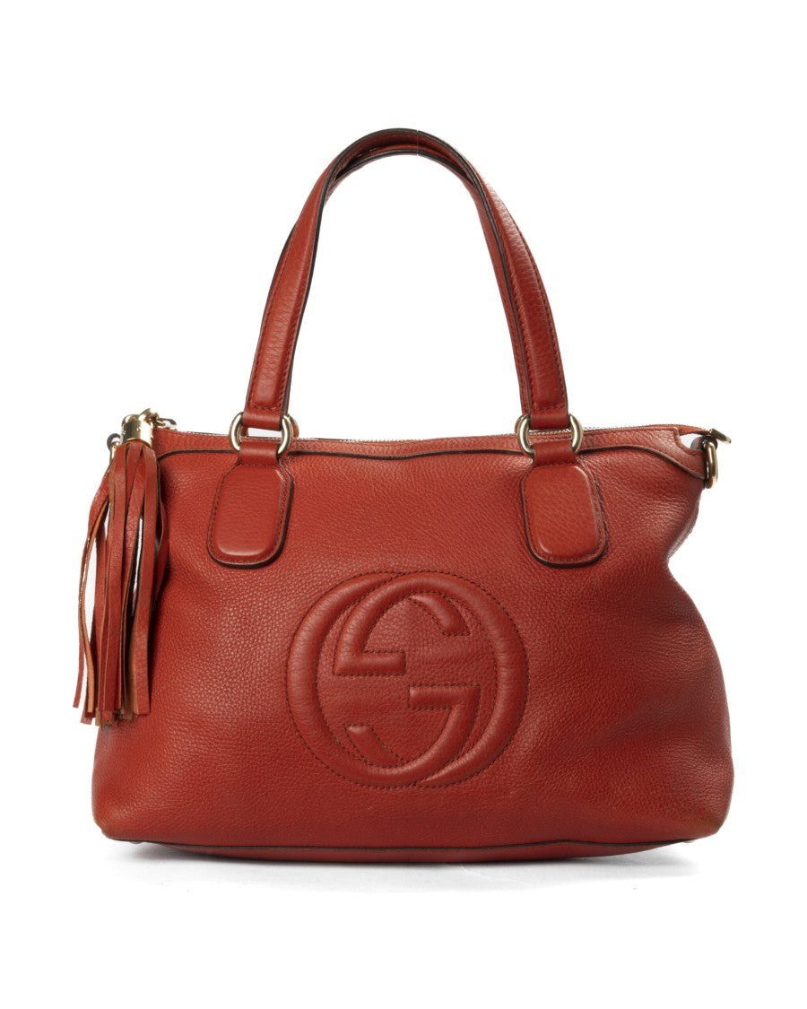 Gucci Medium Textured Leather Shopper With Gold Hardware And Logo Detail