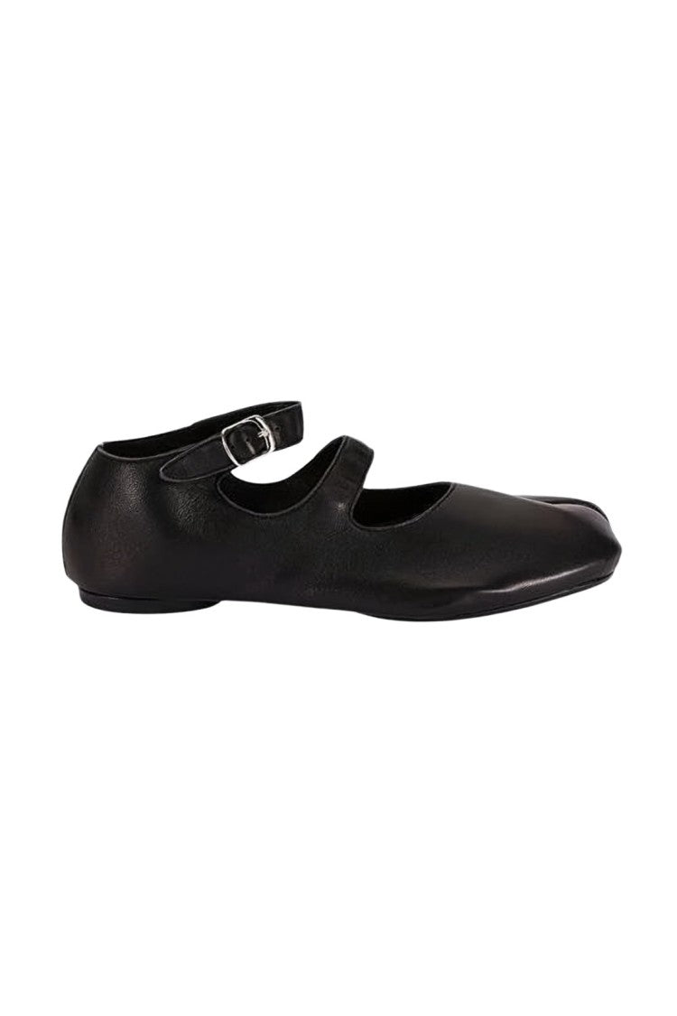 Maison Margiela Split-Toe Black Lambskin Leather Flats
