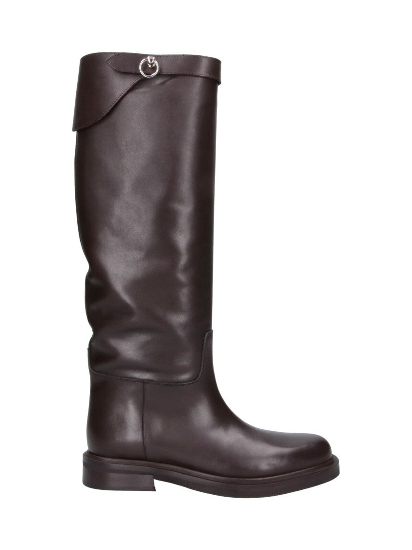 Poeve Brown Tall Leather Boots