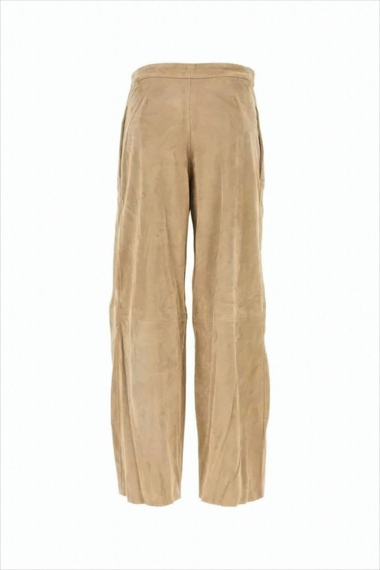 Ami Paris Wide-Leg Suede Pants With High Waist