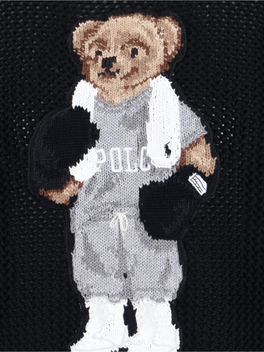Polo Ralph Lauren Black "Polo Bear" Perforated Logo Sweater