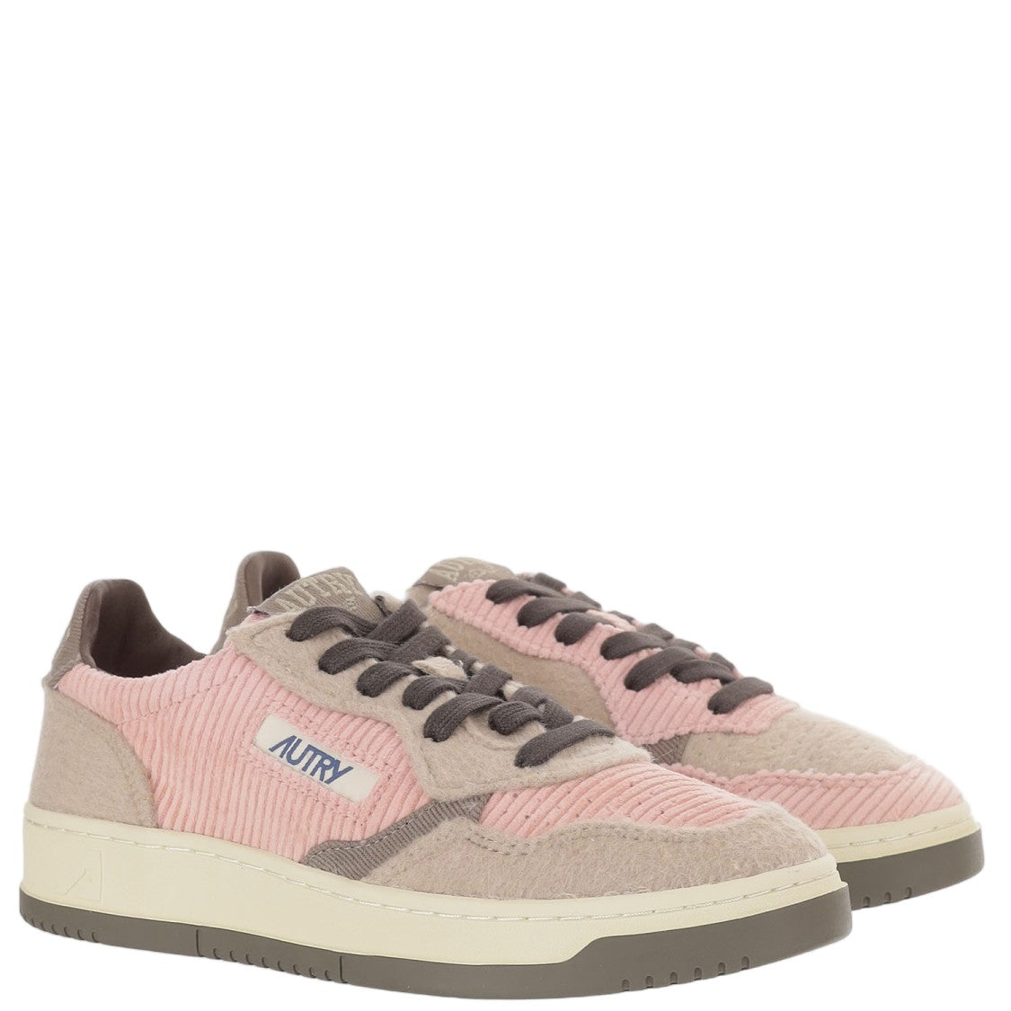 Autry Medalist Low Sneakers With Corduroy And Velvet Panels