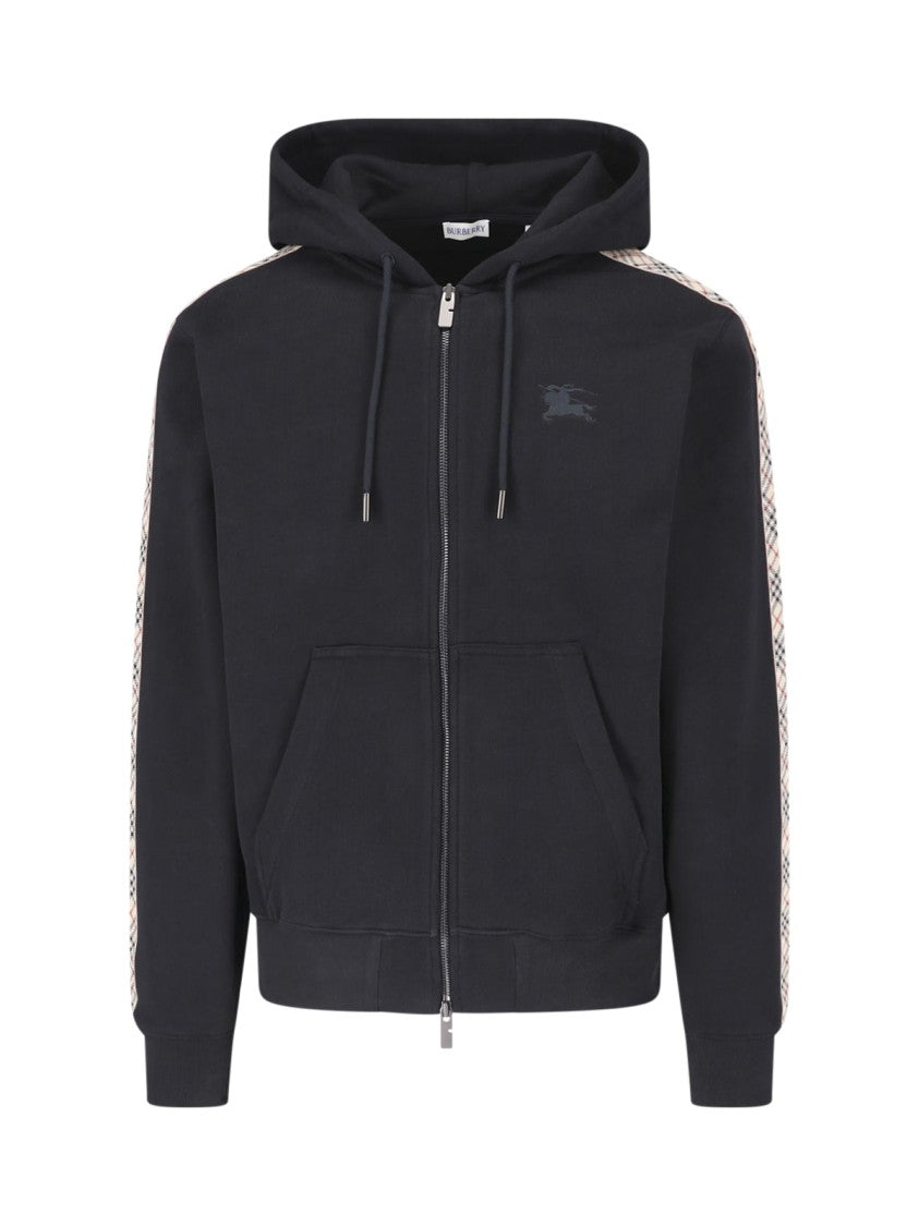 Burberry Black Check Cotton Zip Hoodie