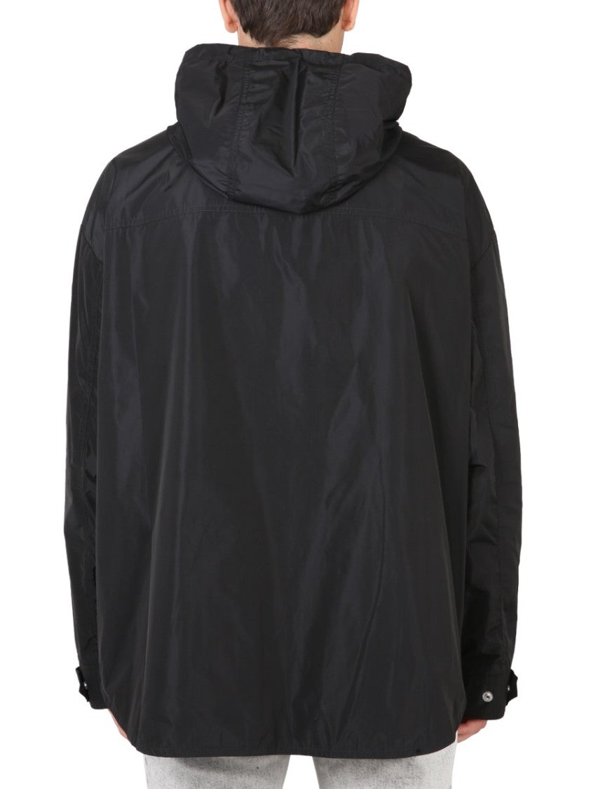 Balmain Hooded Black Jacket With Drawstring