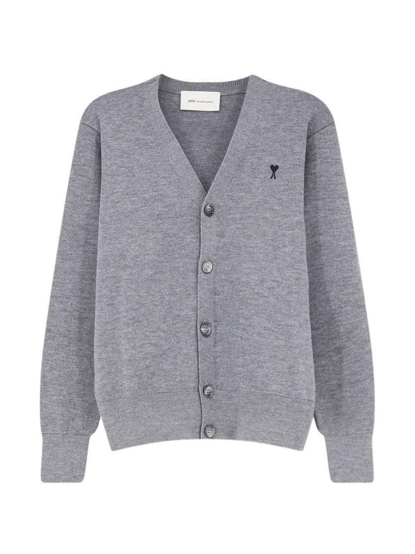 Ami Paris Button-Up Cardigan Sweater With V-Neckline And Ribbed Cuffs