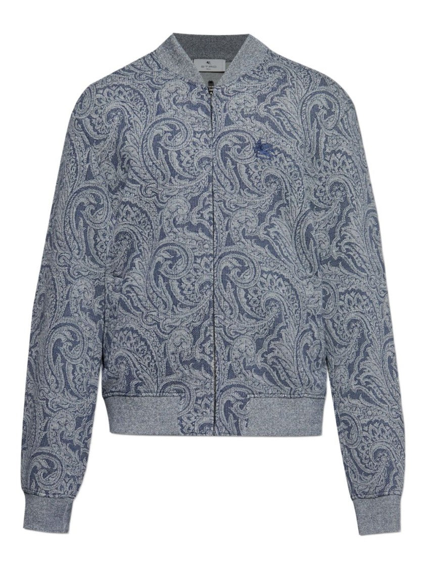 Etro Steel Blue Paisley Pattern Knitwear