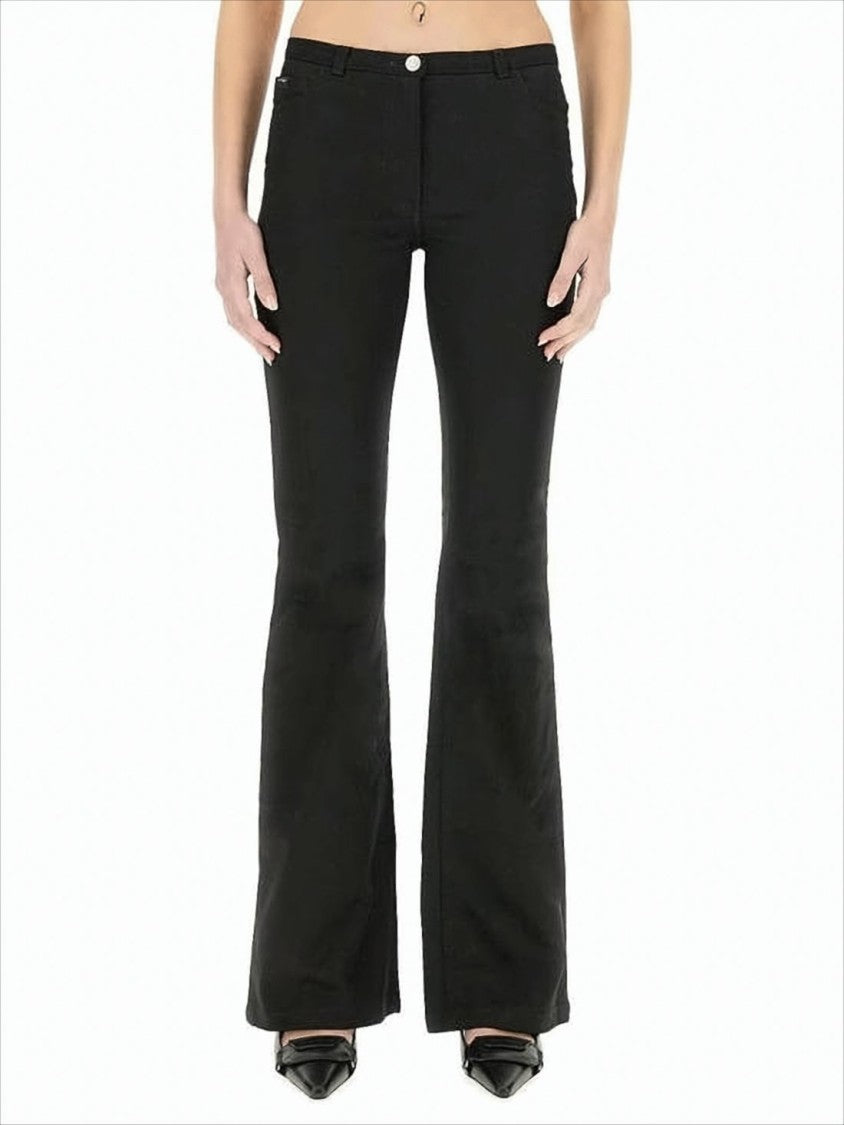 Courrèges Black Straight Pants With Soft Stretch Fabric