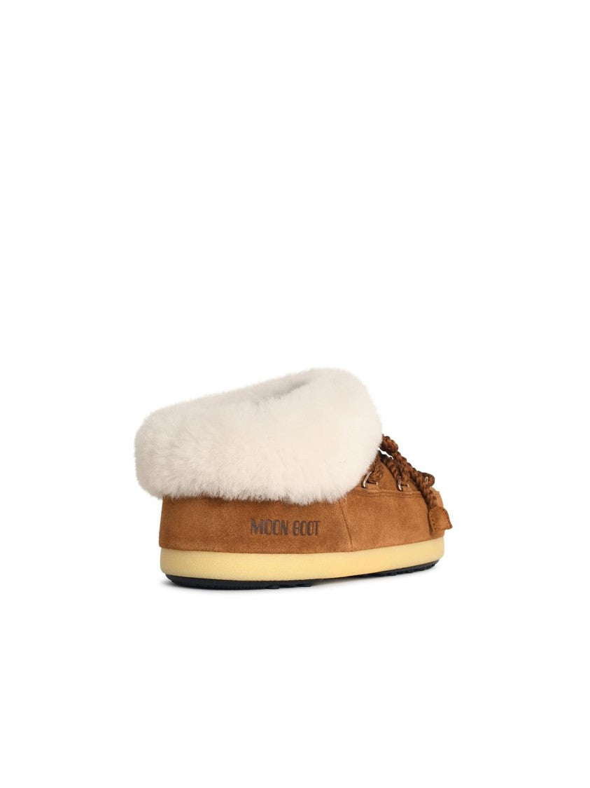 Moon Boot 'Evx' Cognac Suede Slippers
