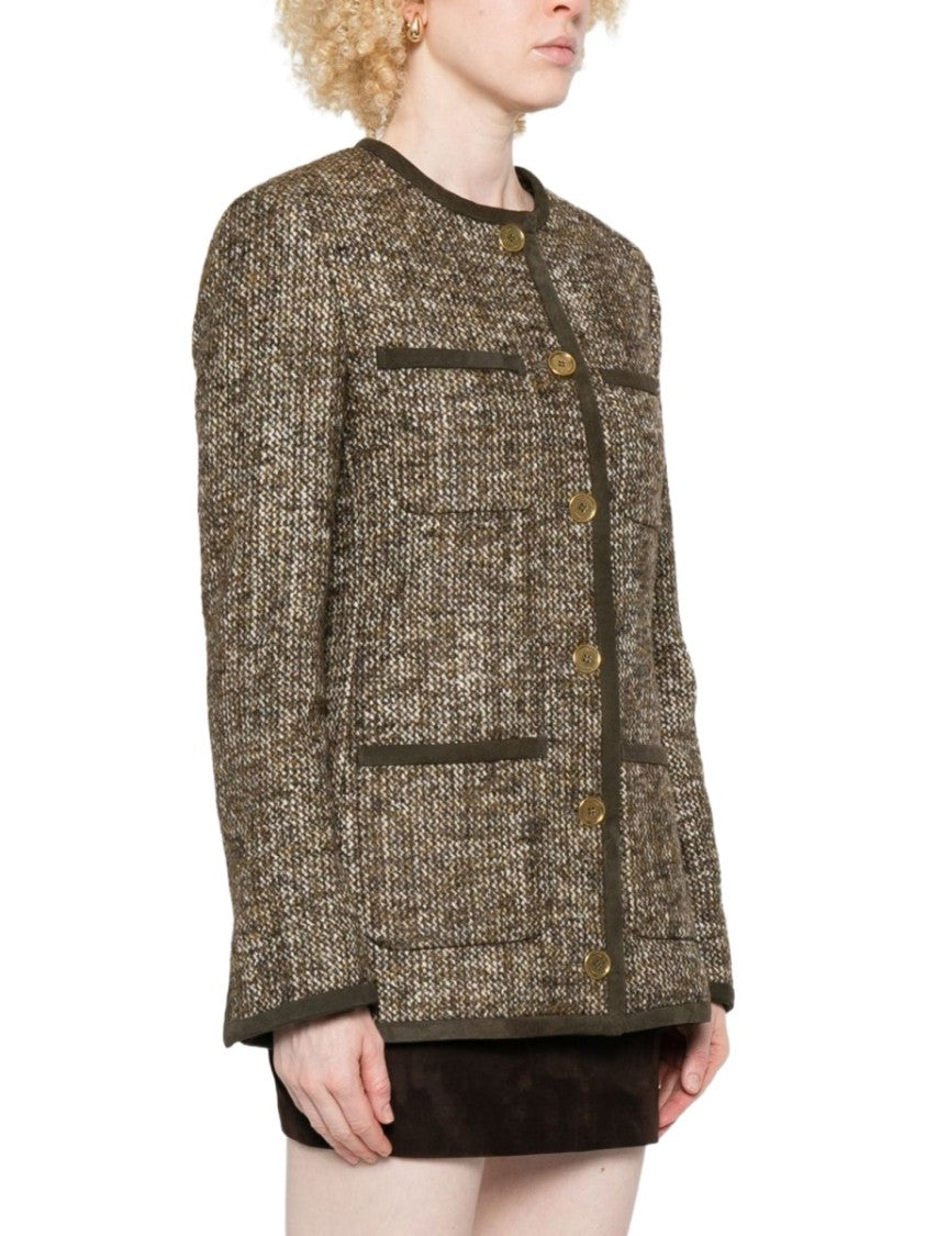 Golden Goose Brown Wool-Blend Structured Patch Jacket