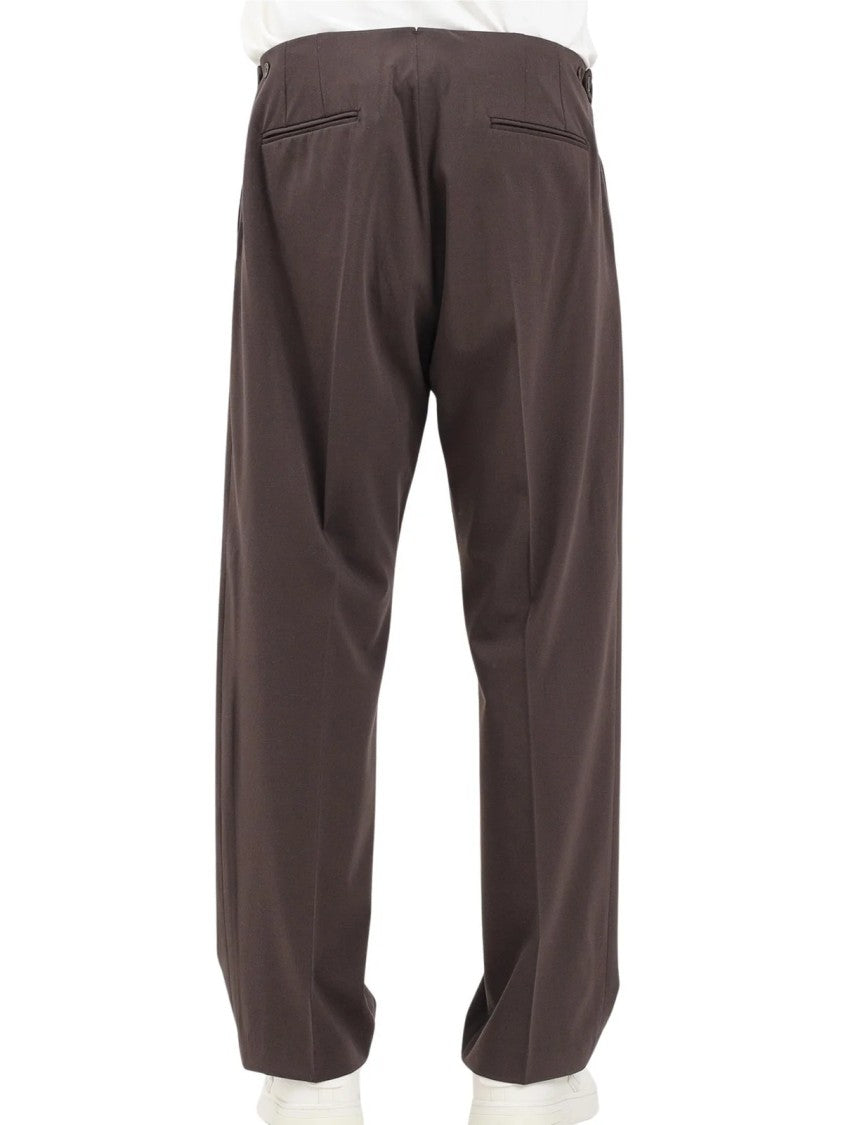 I M Brian Brown Pleated Tapered Wool-Blend Trousers