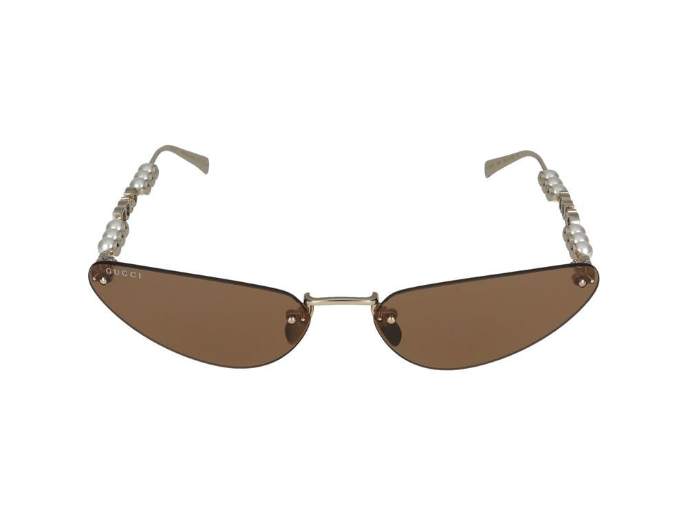Gucci Gold Pearl Accents Cat-Eye Sunglasses