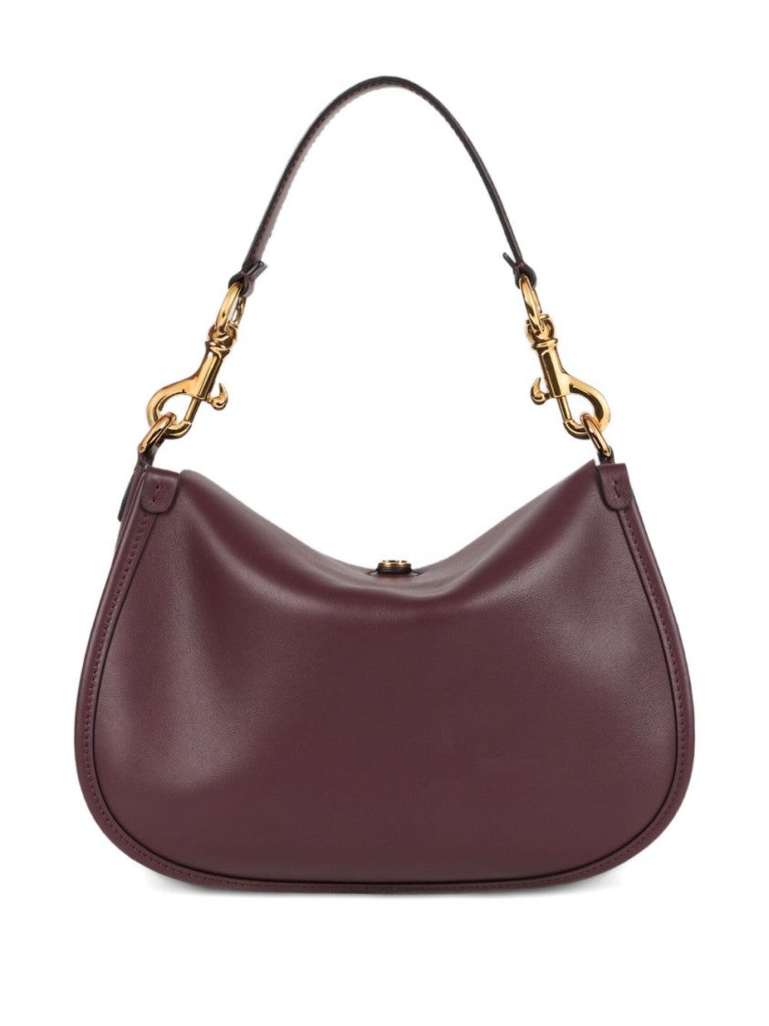Etro Bordeaux Leather Shoulder Bag With Suede Interior