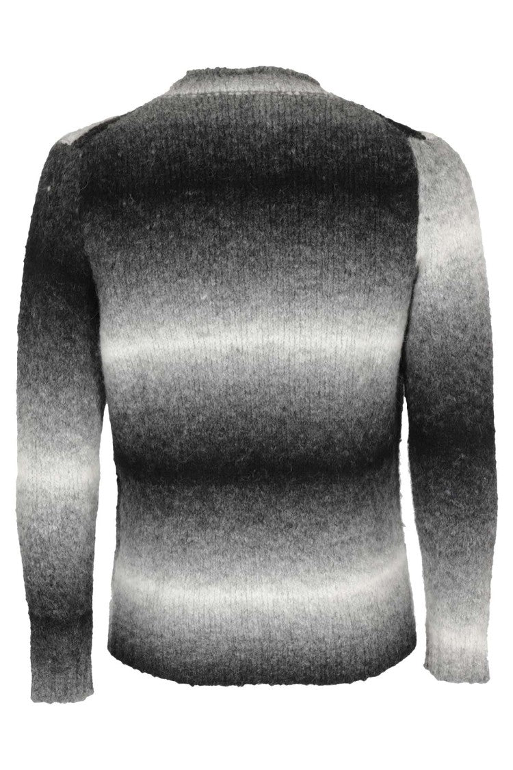 Kangra Black And White Gradient Striped Alpaca-Blend Sweater