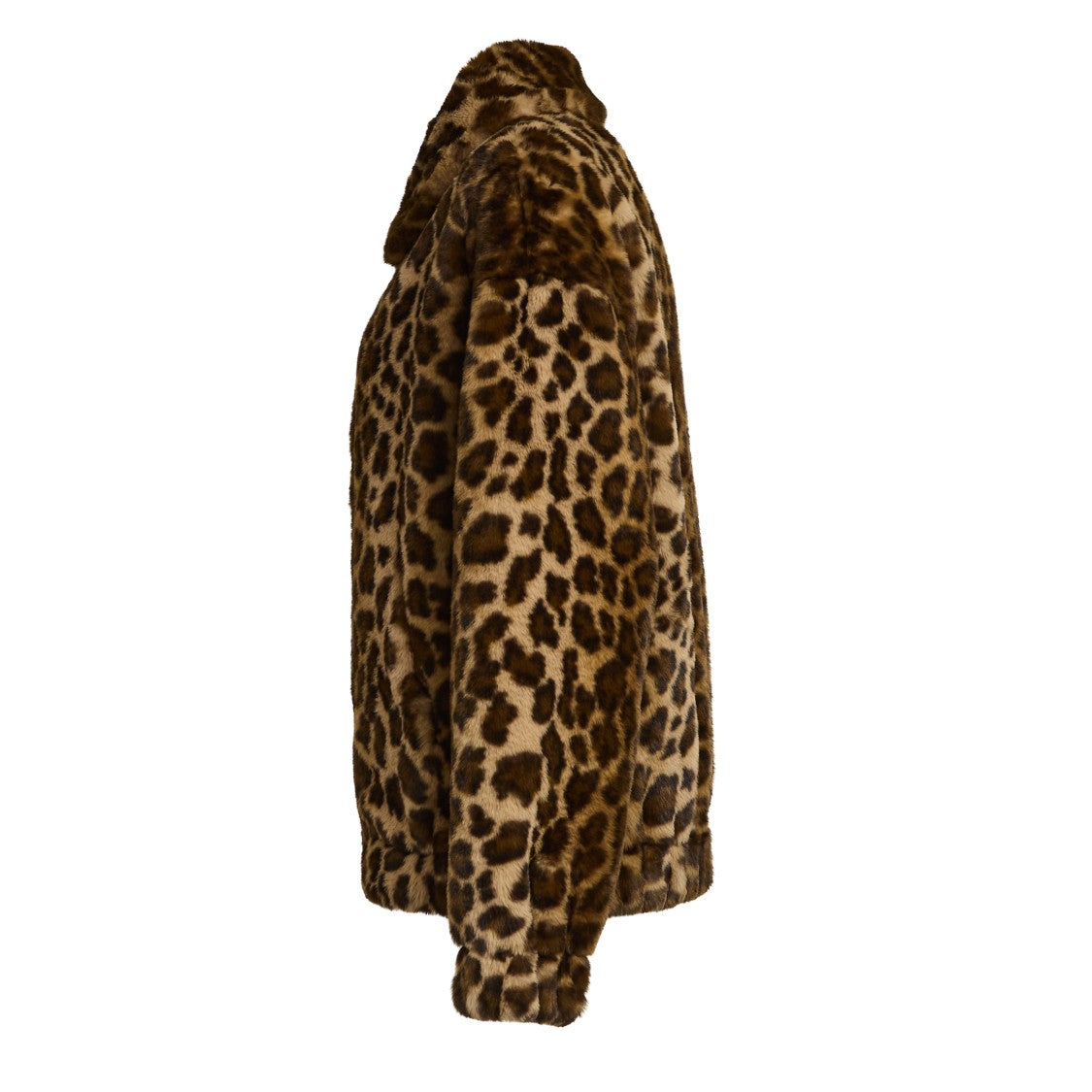 Mc2 Saint Barth Leopard Print Short Jacket With Synthetic Fur Fabric