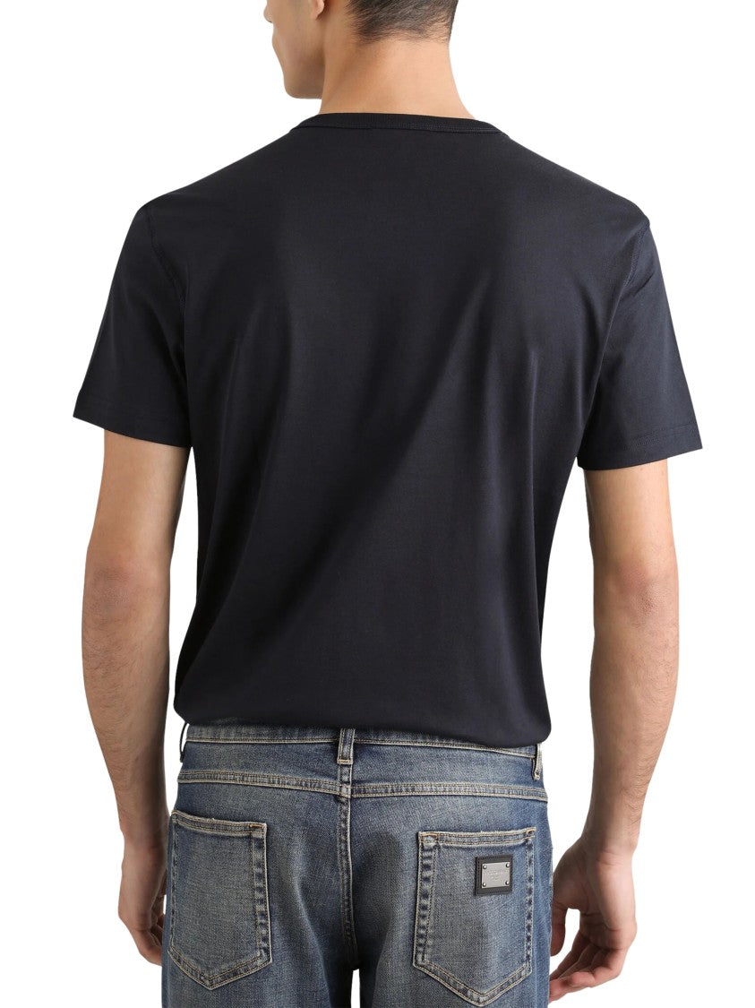 Dolce & Gabbana Short-Sleeve Crew Neck Tee With Rectangular Logo Patch