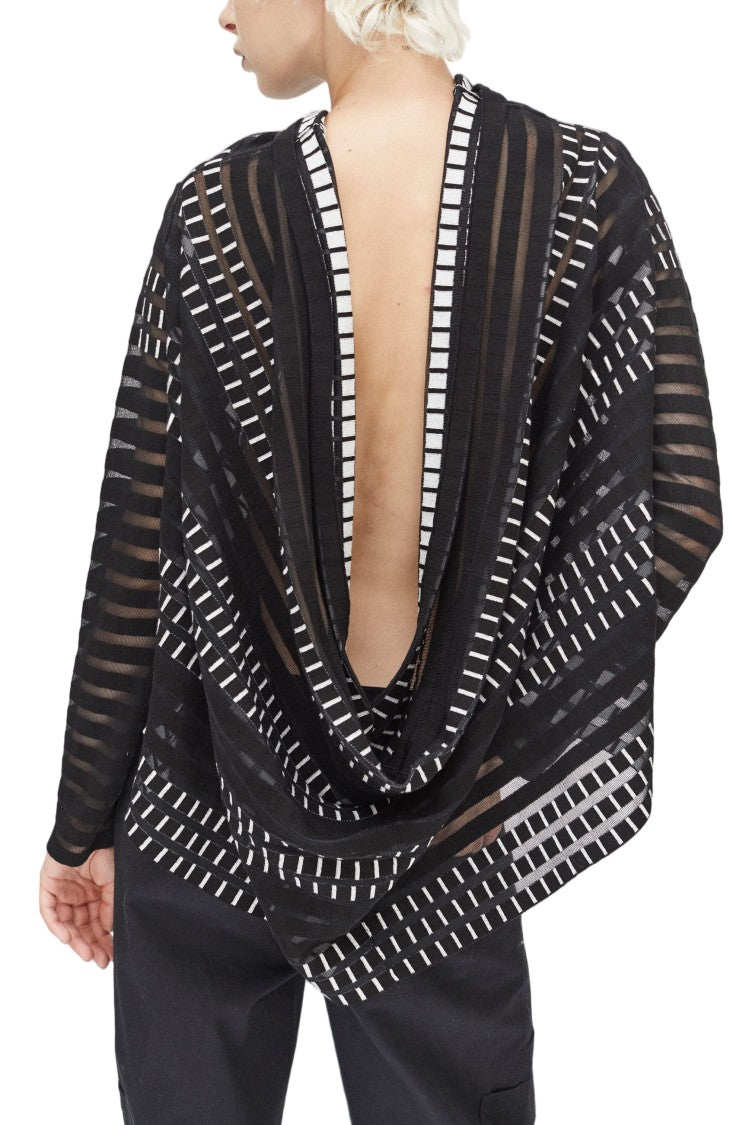 Pier Antonio Gaspari Jacquard Asymmetrical Plunging Neckline Open-Back Pullover
