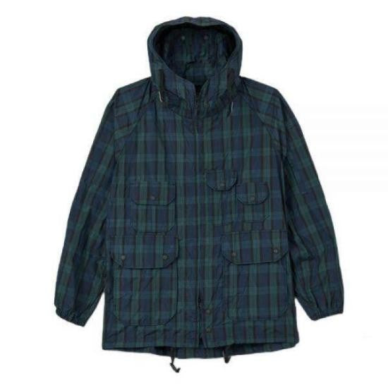 Engineered Garments Hooded Jacket With Dark Plaid Pattern
