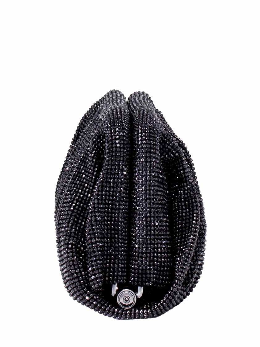 Benedetta Bruzziches Rhinestone-Embellished Black Aluminum Mesh Clutch