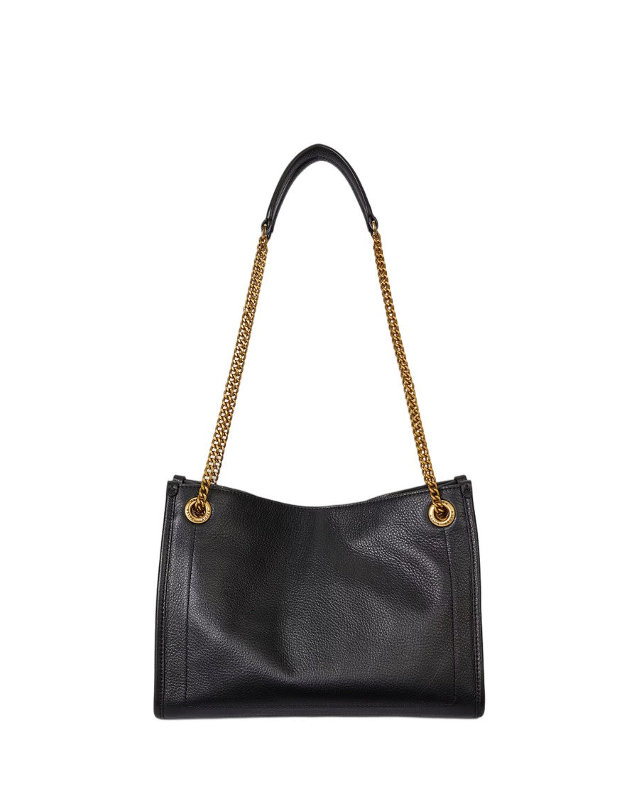 Lauren Ralph Lauren Structured Black Leather Medium Tote