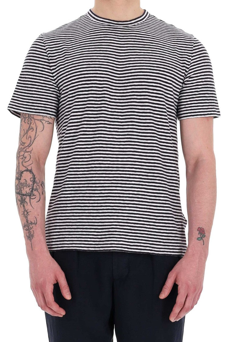 Officine Generale Horizontal Stripe Cotton-Linen T-Shirt