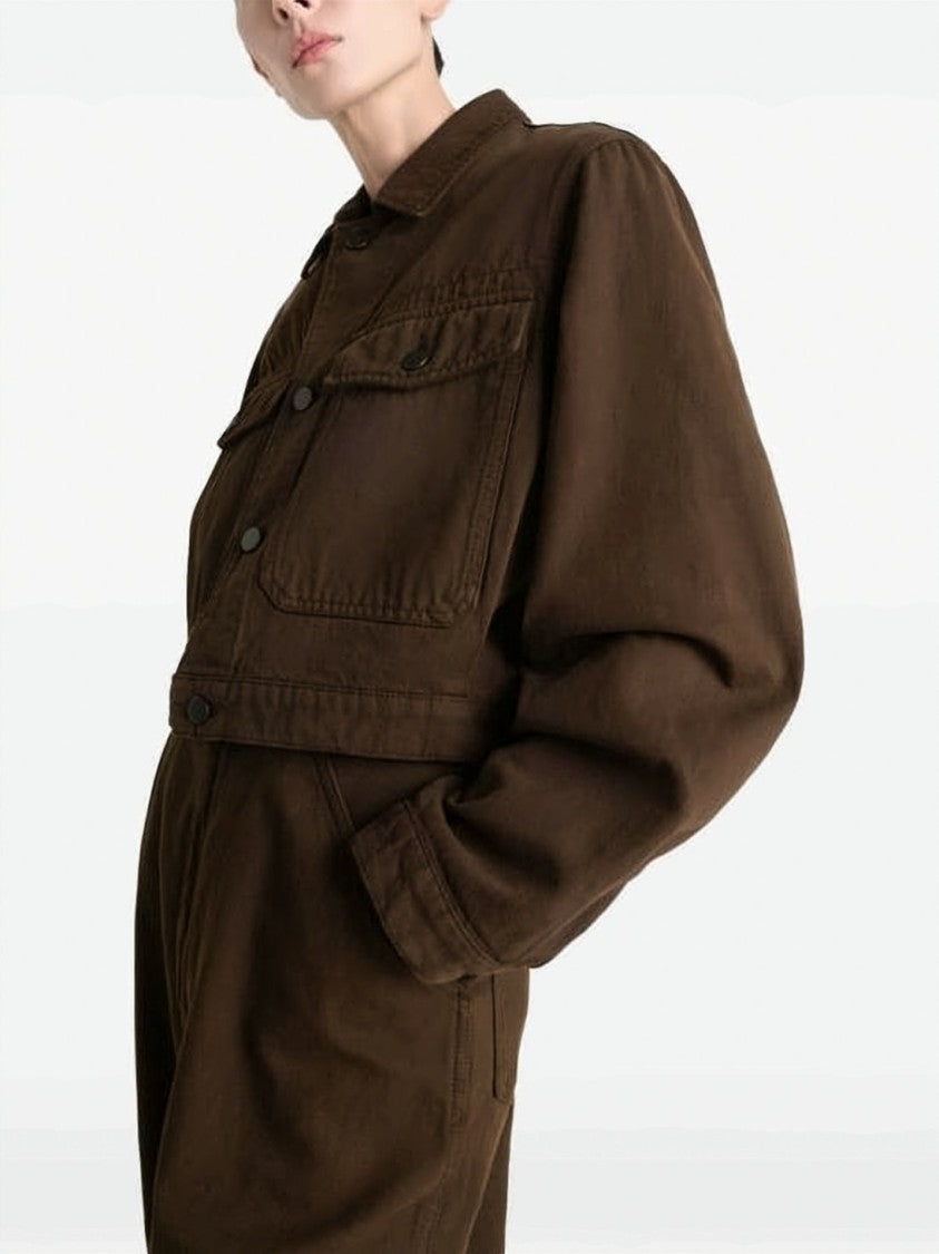 Lemaire Cropped Boxy Jacket In Heavy Broken Twill Cotton