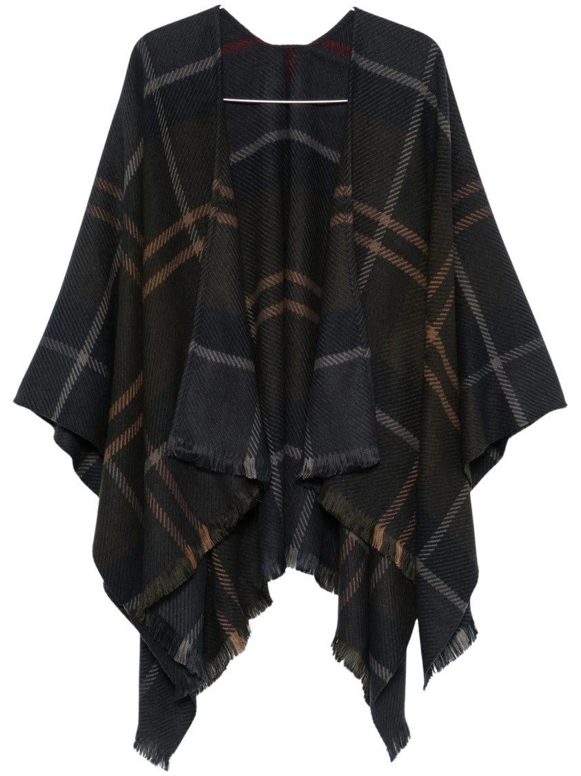Barbour Fringed Checked Cape