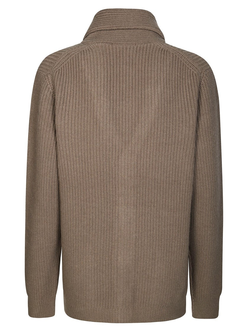 Daniele Fiesoli Ribbed Knit Cardigan With Shawl Collar