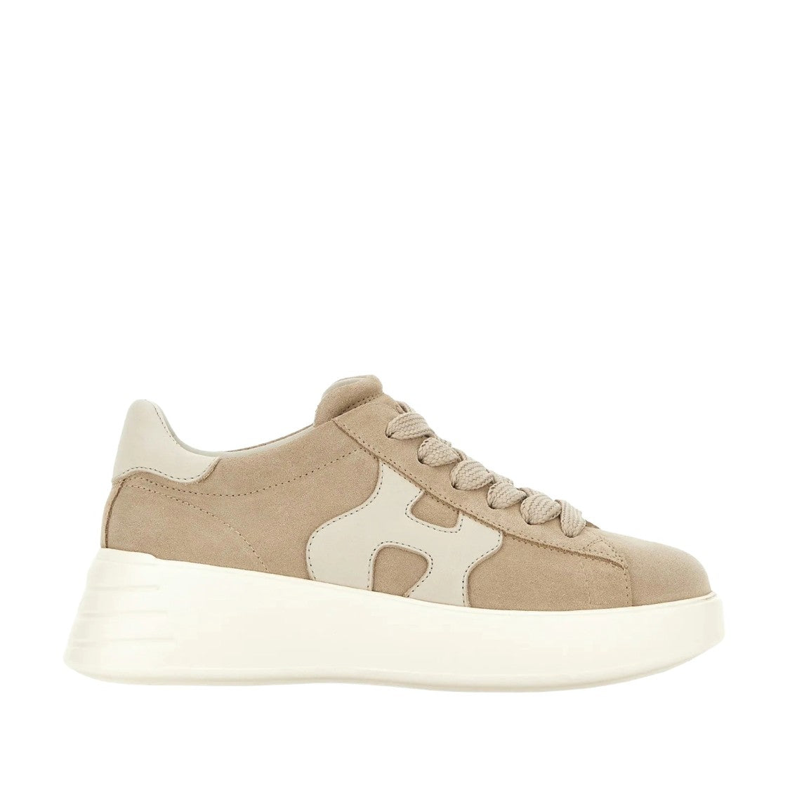 Hogan Beige Cream Rebel H562 Lace-Up Sneakers