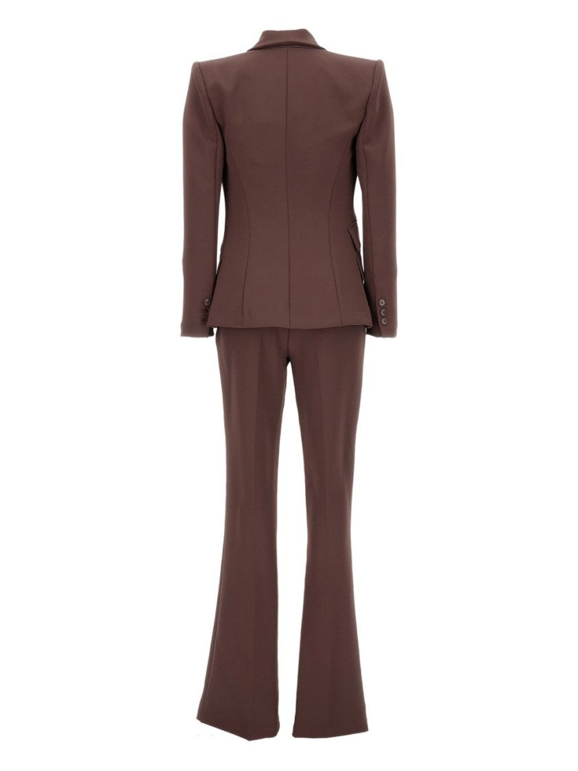 Elisabetta Franchi Tailored Brown Suit With Fitted Blazer And Straight-Leg Trousers