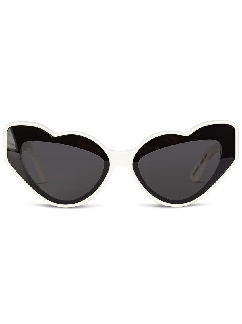 Fiorucci Heart-Shaped White Acetate Sunglasses With Black Lenses
