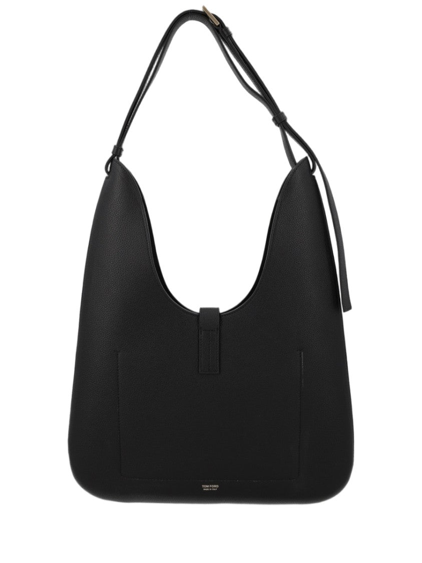 Tom Ford Shoulder Bag In Smooth Calf Leather With Metal Clasp