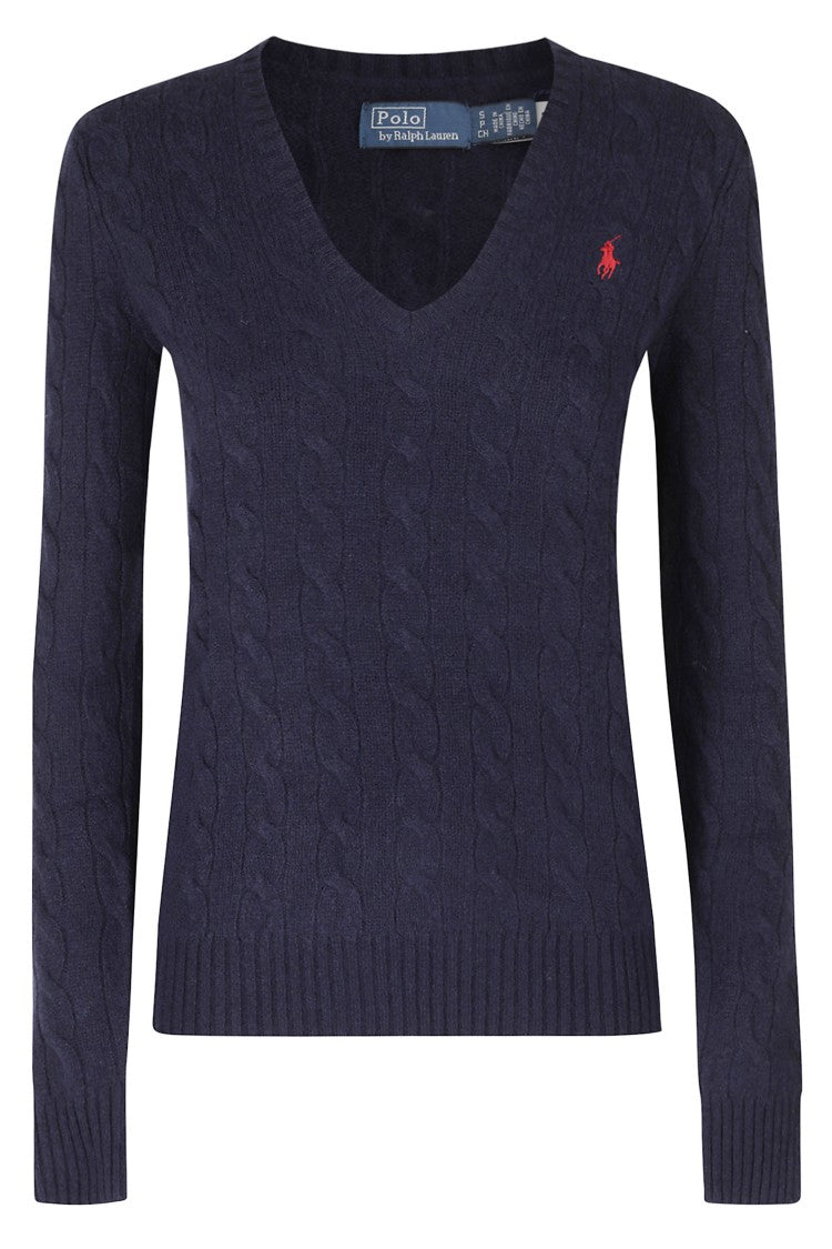 Polo Ralph Lauren V-Neck Cable Knit Pullover With Ribbed Cuffs