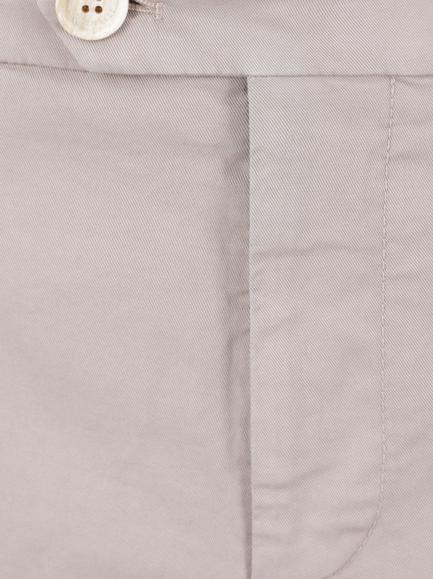 Brunello Cucinelli Beige Central Pleat Cotton Formal Pants