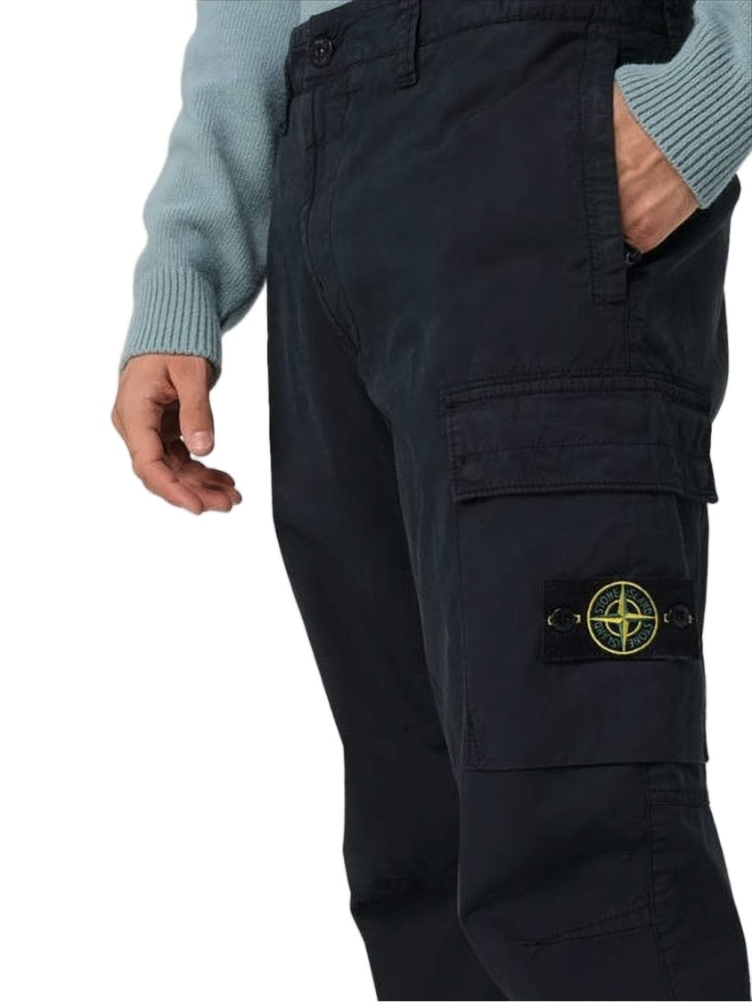 Stone Island Straight Fit Pants With Distinctive Patch