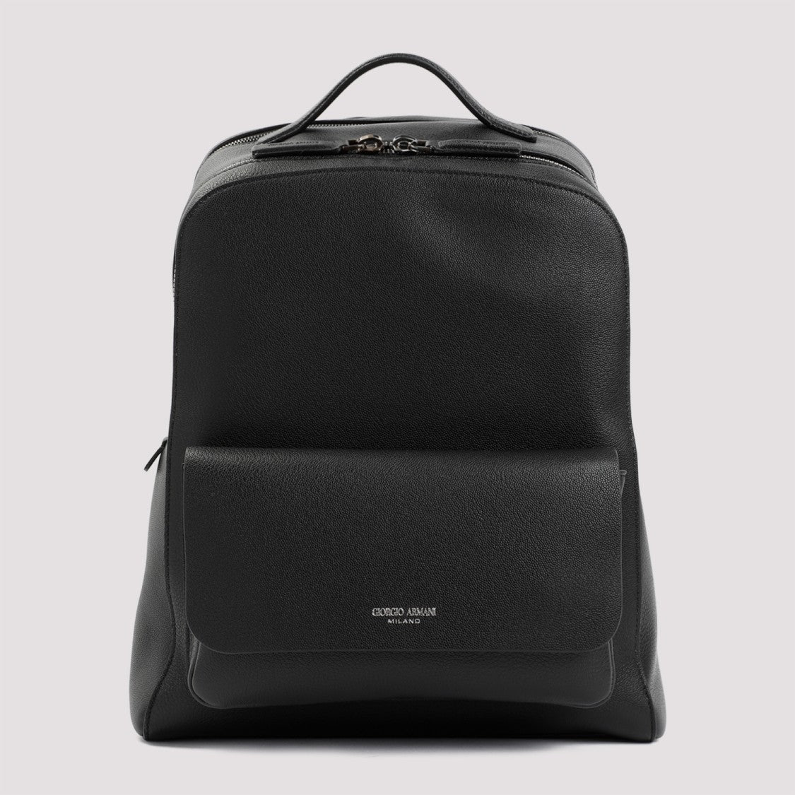 Giorgio Armani Black Grained Calf Leather Backpack