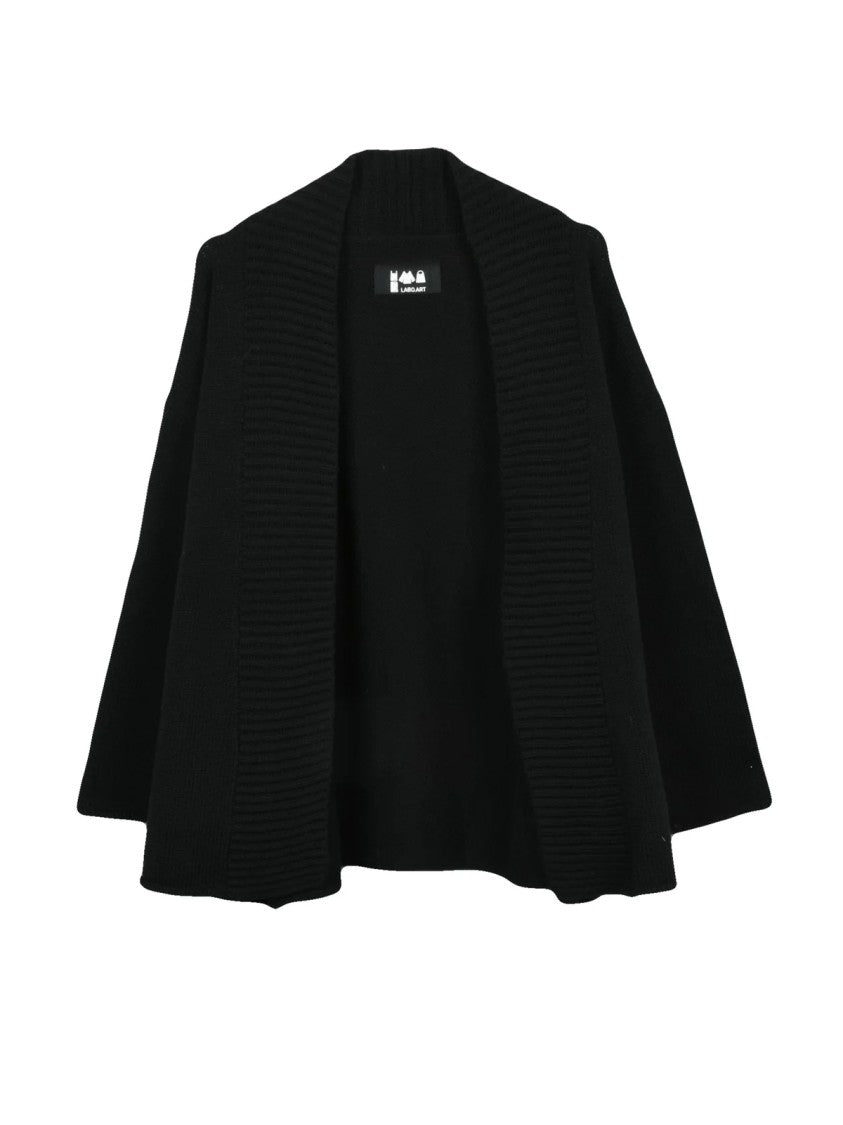 Labo.Art Black Open Front Virgin Wool Cardigan