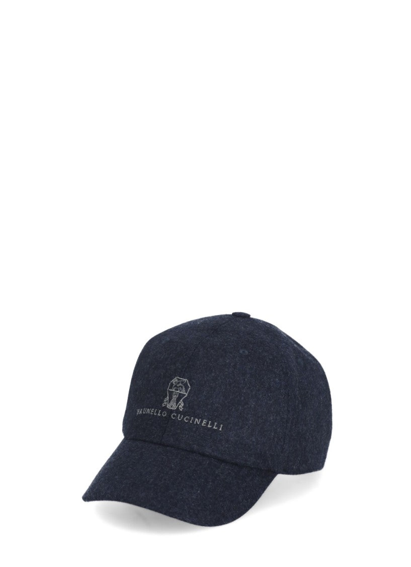 Brunello Cucinelli Wool Baseball Cap With Embroidered Logo
