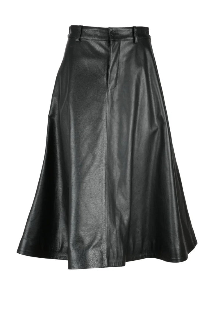 Balenciaga Long Leather Skirt - Black