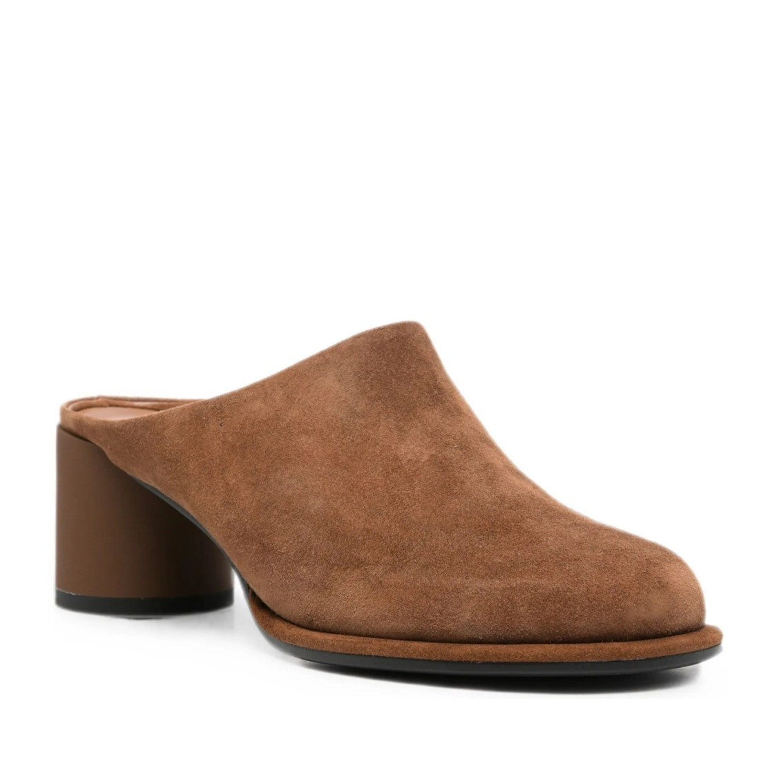 Adrianna Feretti Brown Mid-Heel Rounded Toe Suede Mules