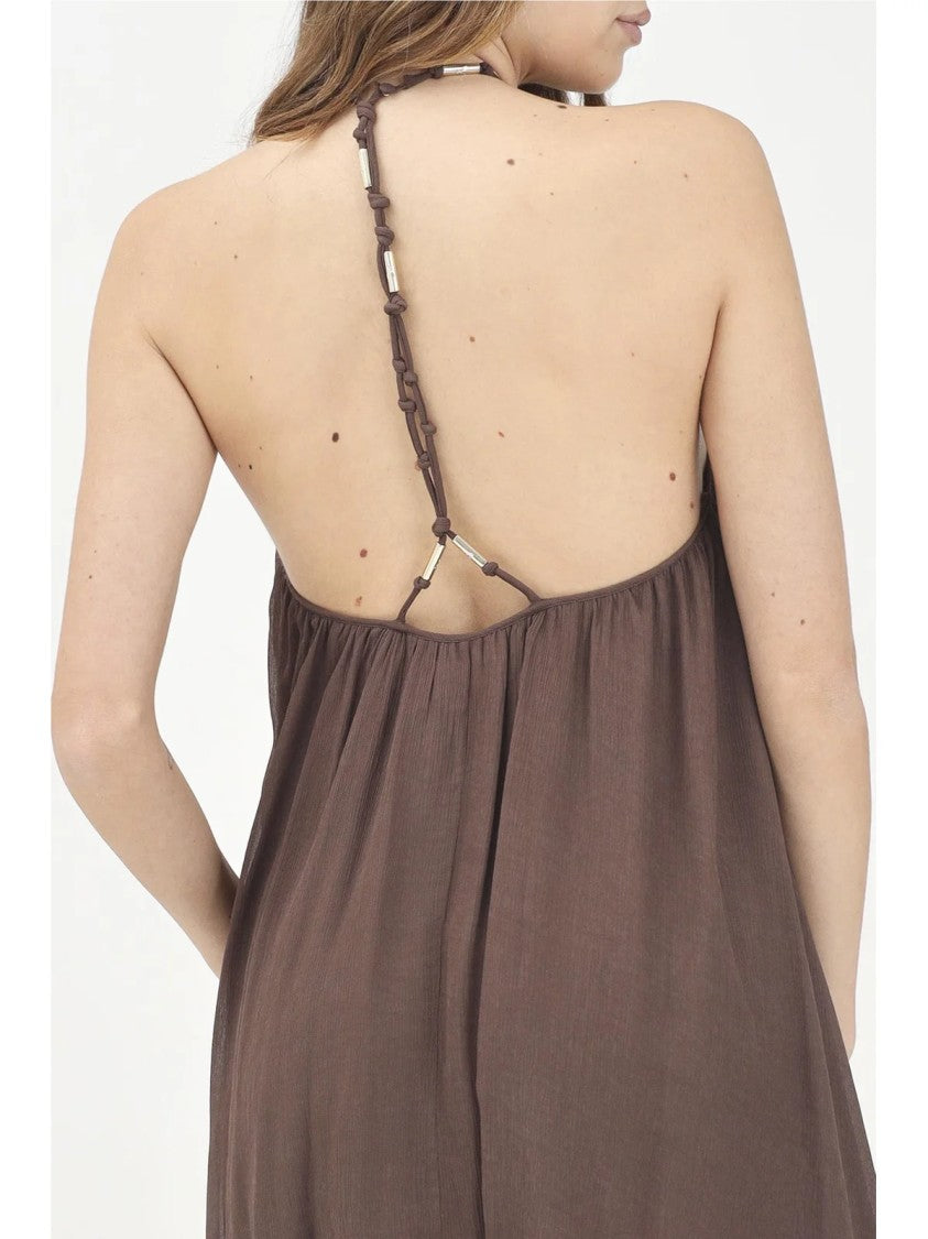 Patrizia Pepe Brown Viscose Crepe Mini Dress
