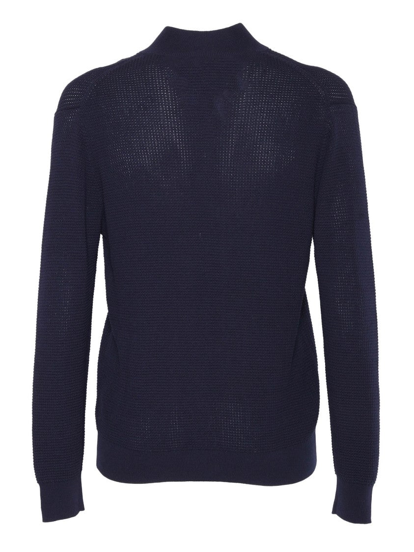 Ballantyne Open-Knit Black Cardigan With Button-Down Front