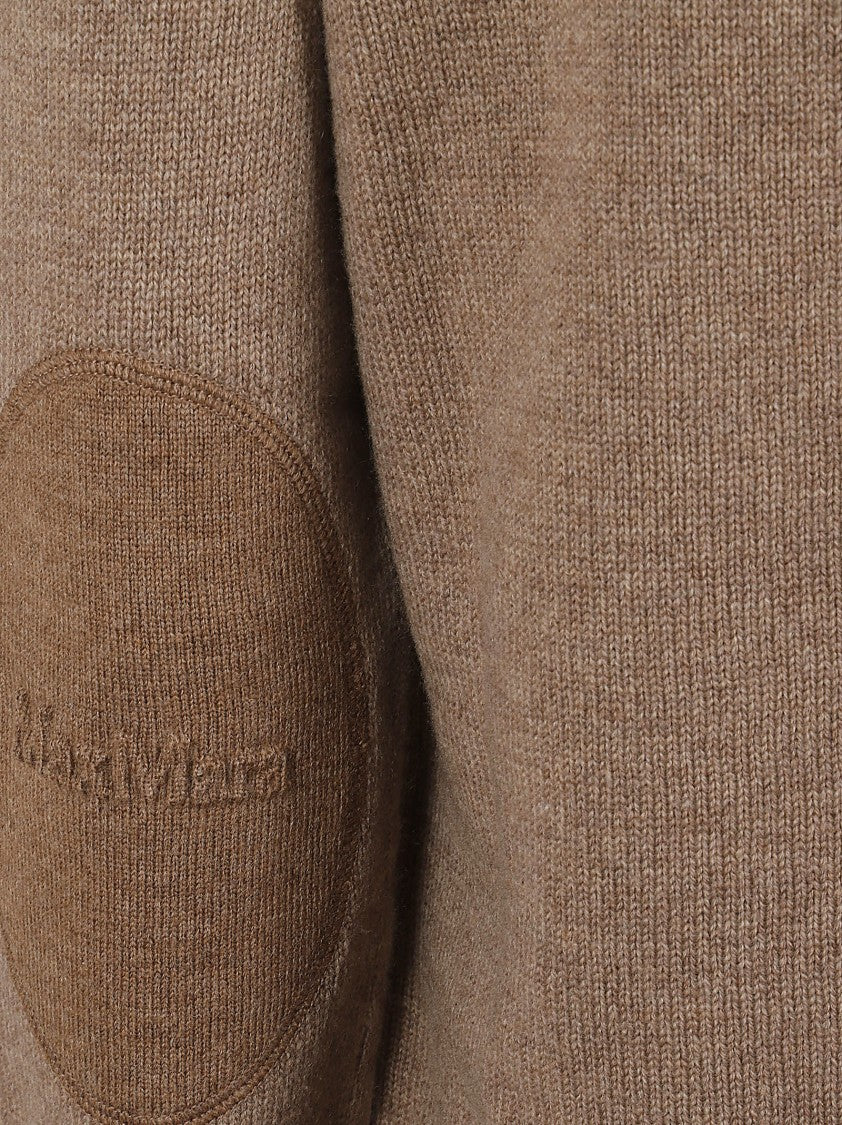 Max Mara Crewneck Sweater With Oval Elbow Patches And Fine-Knit Texture