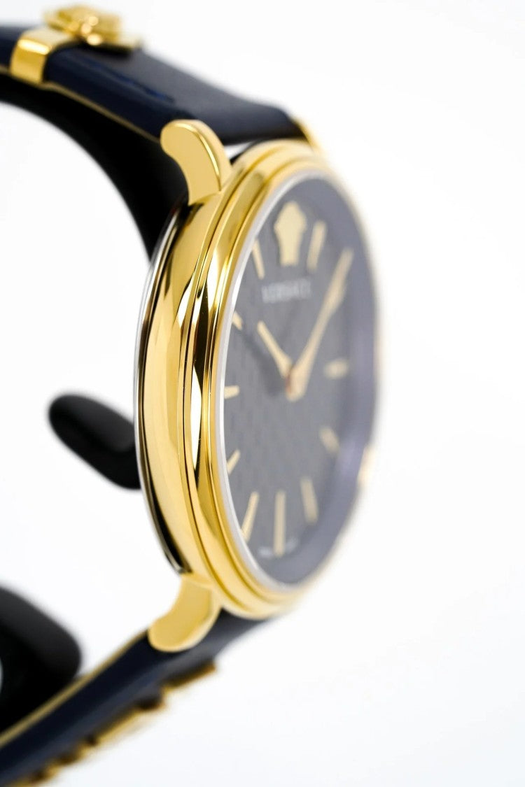 Versace Greca Logo 38Mm Women's Analog Watch With Blue Leather Strap