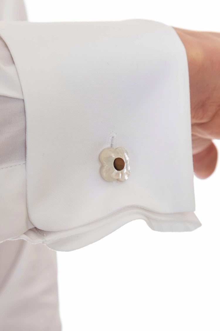 Lardini Ceremony Shirt With Covered Buttons