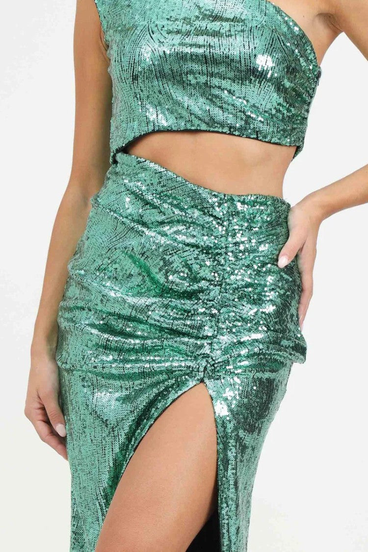 House Of Amen Long Sequin Dress - Green