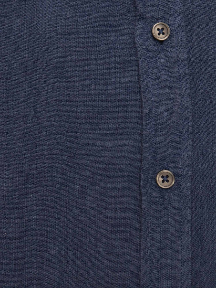 Sartoria Del Campo-Sonrisa Navy Button Up Casual Shirt