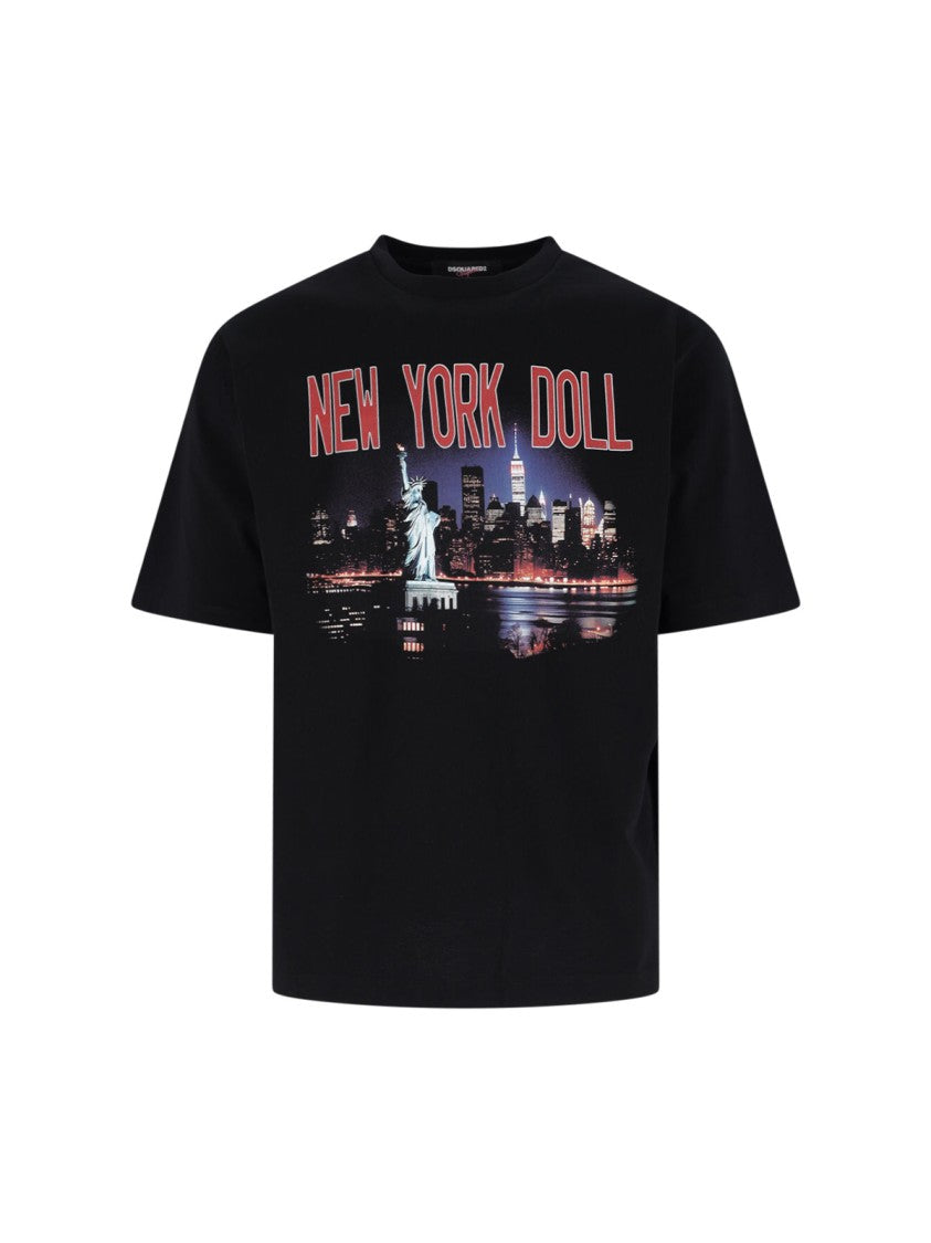 Dsquared2 Black Cotton "New York Doll" T-Shirt