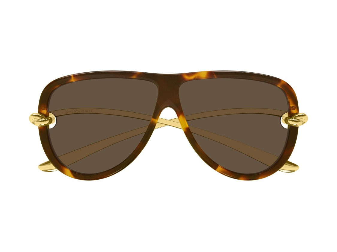 Bottega Veneta Bv1513s Tortoiseshell Gold Temple Oversized Sunglasses