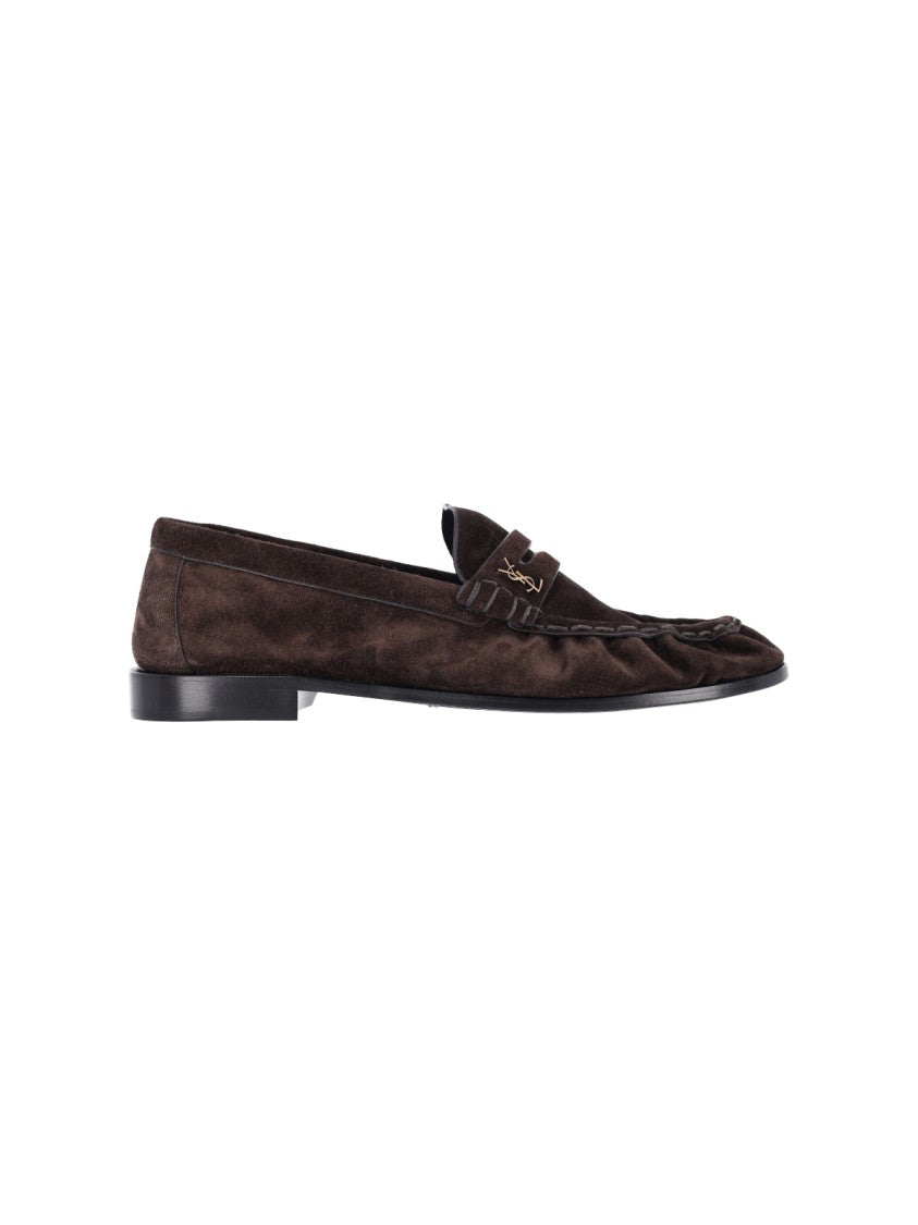 Saint Laurent Brown Le Loafer Suede Loafers